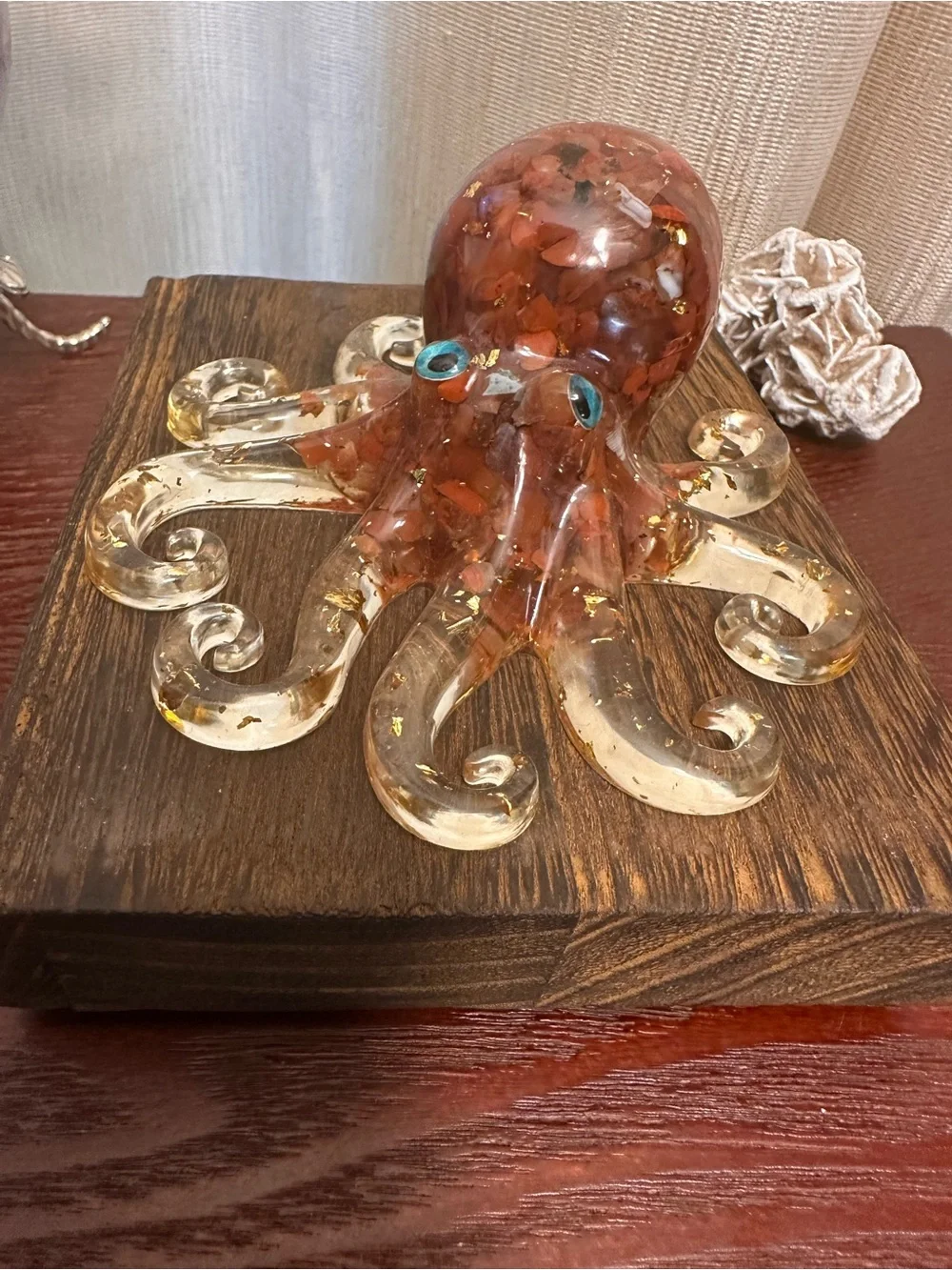 Resin and Red Jasper Crystal Chips Octopus Sculpture - Picture 9 of 12